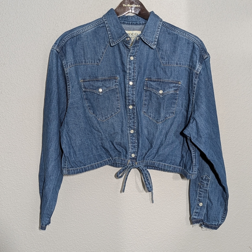 Polo Ralph Lauren Blue Denim Crop Top